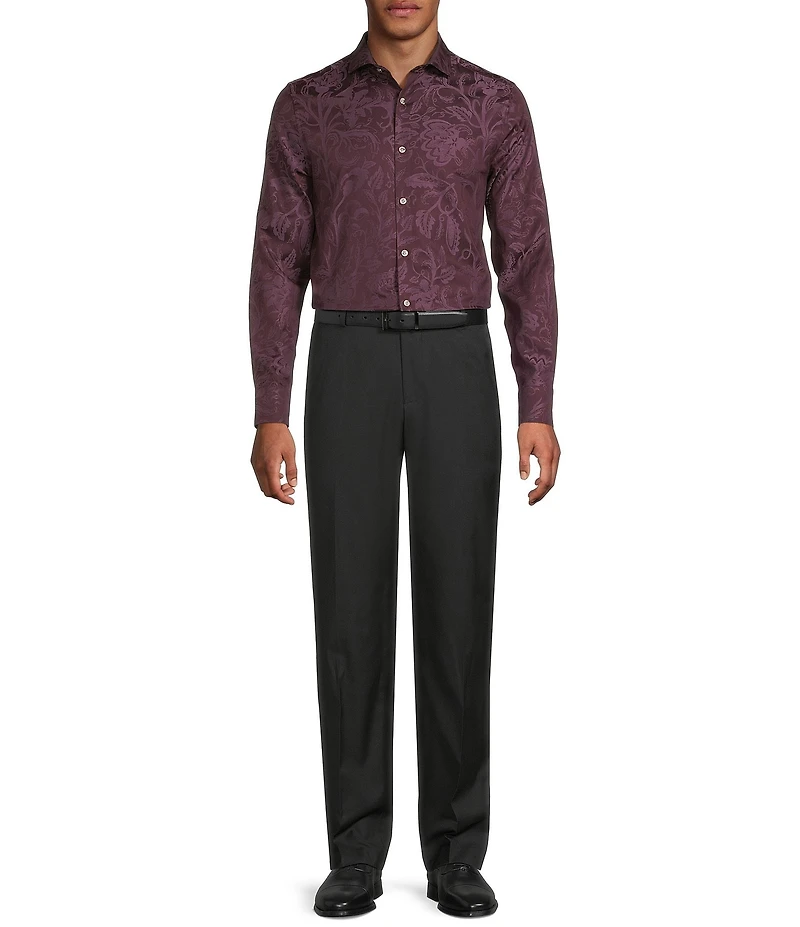 Murano In the Ferns Collection Slim Fit Floral Jacquard Long Sleeve Woven Shirt