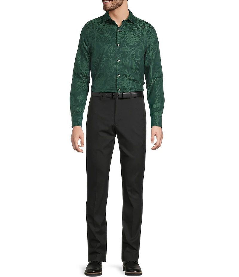 Murano In the Ferns Collection Slim Fit Floral Jacquard Long Sleeve Woven Shirt