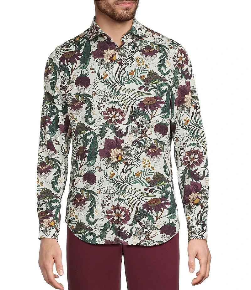 Murano In the Ferns Collection Slim Fit Floral Print Long Sleeve Woven Shirt