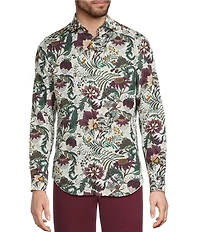 Murano In the Ferns Collection Slim Fit Floral Print Long Sleeve Woven Shirt