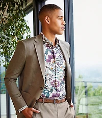 Murano In the Ferns Collection Slim Fit Floral Print Long Sleeve Woven Shirt