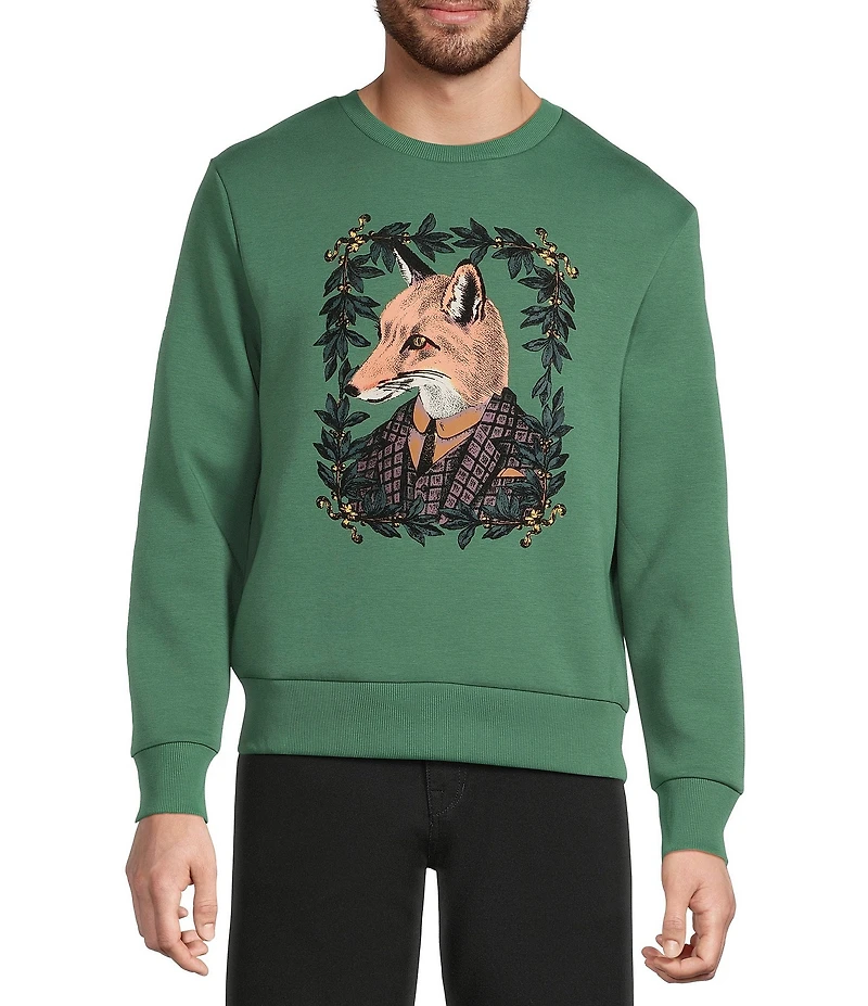 Murano In the Ferns Collection Slim Fit Fox Graphic Neoprene Sweatshirt