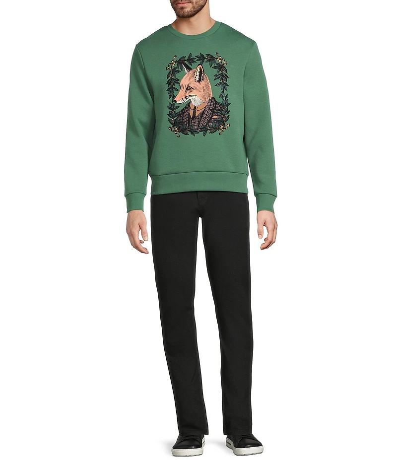 Murano In the Ferns Collection Slim Fit Fox Graphic Neoprene Sweatshirt