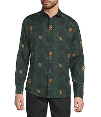 Murano In the Ferns Collection Slim Fit Fox Print Long Sleeve Woven Shirt