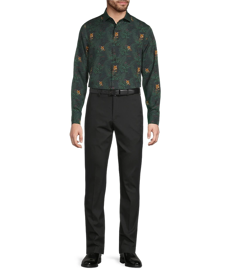 Murano In the Ferns Collection Slim Fit Fox Print Long Sleeve Woven Shirt