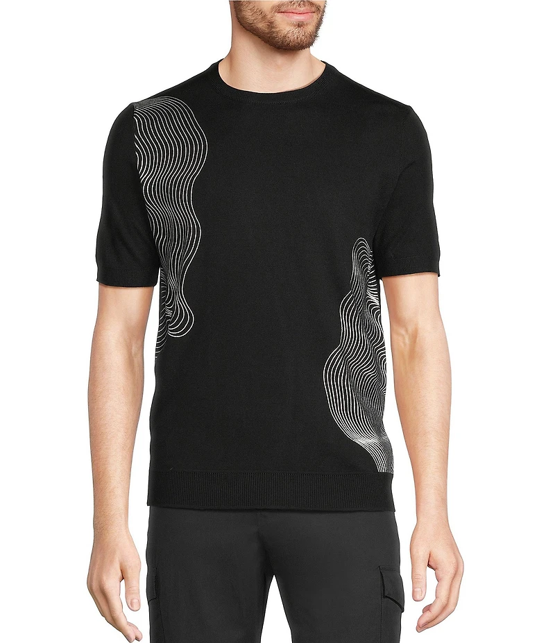 Murano Interdimensional Collection Open Knit Short Sleeve Crew Neck Knit Sweater