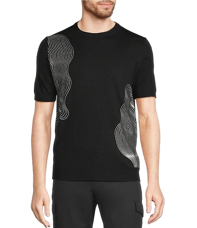 Murano Interdimensional Collection Open Knit Short Sleeve Crew Neck Knit Sweater