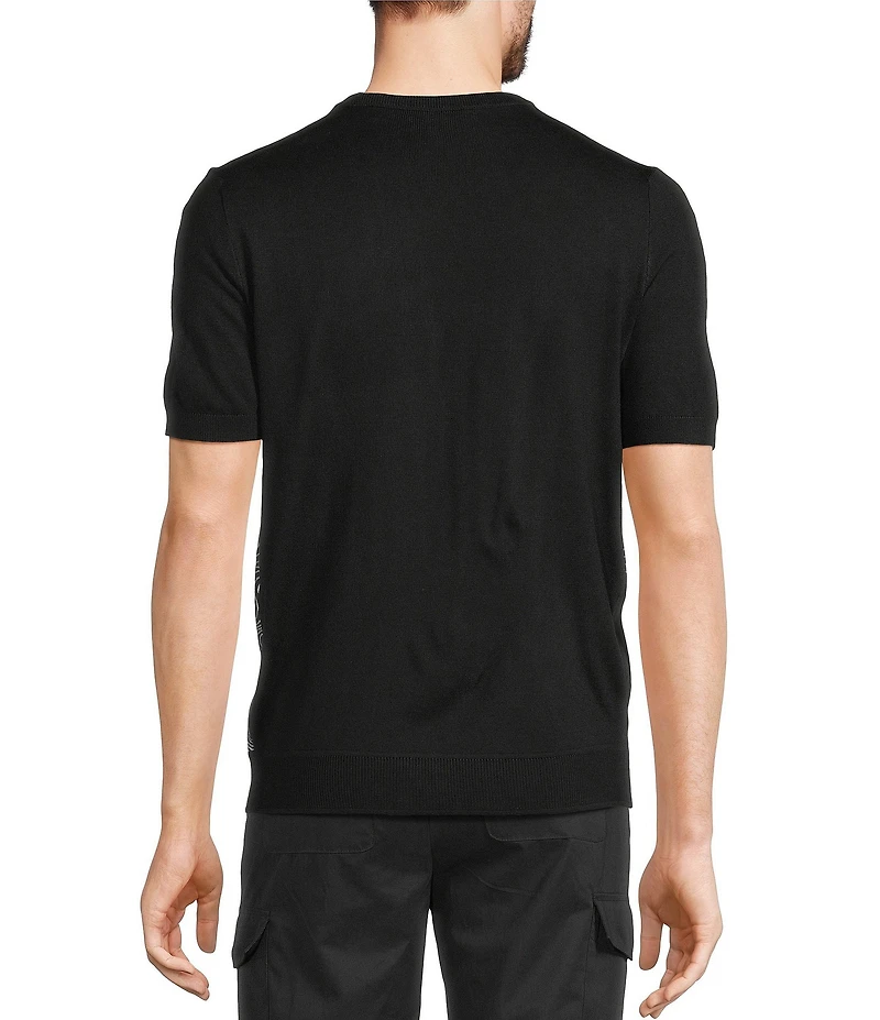 Murano Interdimensional Collection Open Knit Short Sleeve Crew Neck Knit Sweater