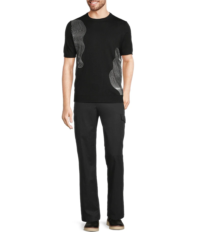 Murano Interdimensional Collection Open Knit Short Sleeve Crew Neck Knit Sweater