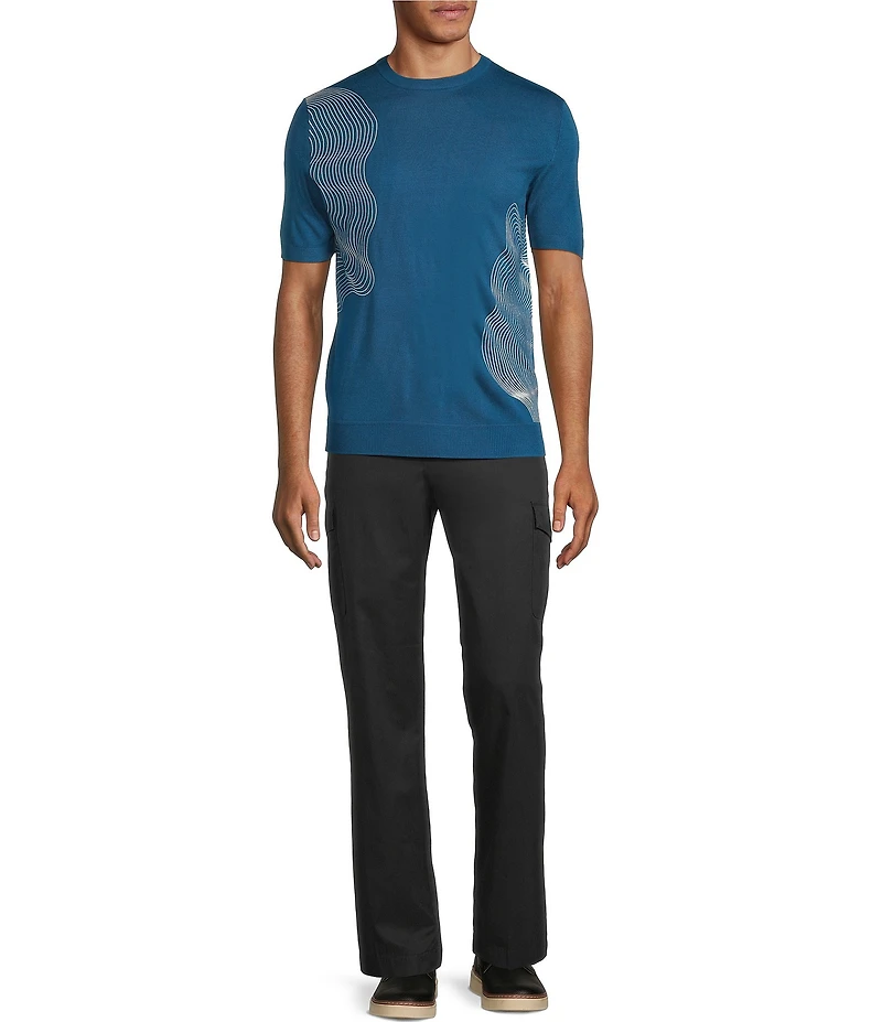 Murano Interdimensional Collection Open Knit Short Sleeve Crew Neck Knit Sweater