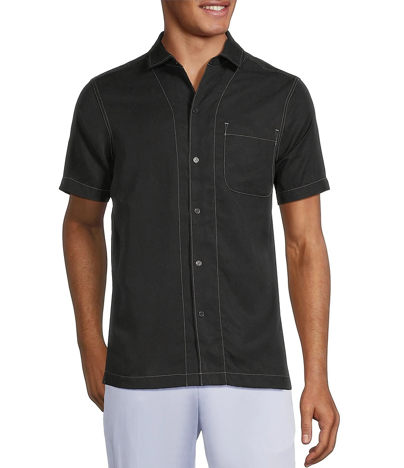 Murano Interdimensional Collection Slim Fit Contrast Stitch Short Sleeve Woven Shirt