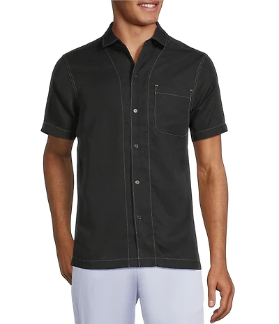 Murano Interdimensional Collection Slim Fit Contrast Stitch Short Sleeve Woven Shirt