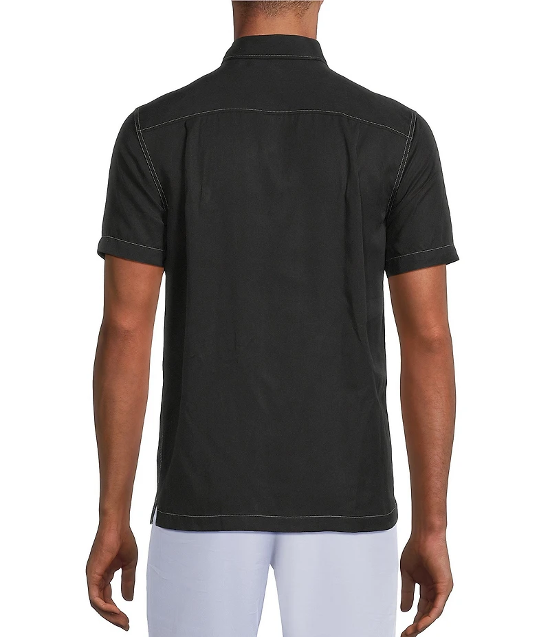 Murano Interdimensional Collection Slim Fit Contrast Stitch Short Sleeve Woven Shirt