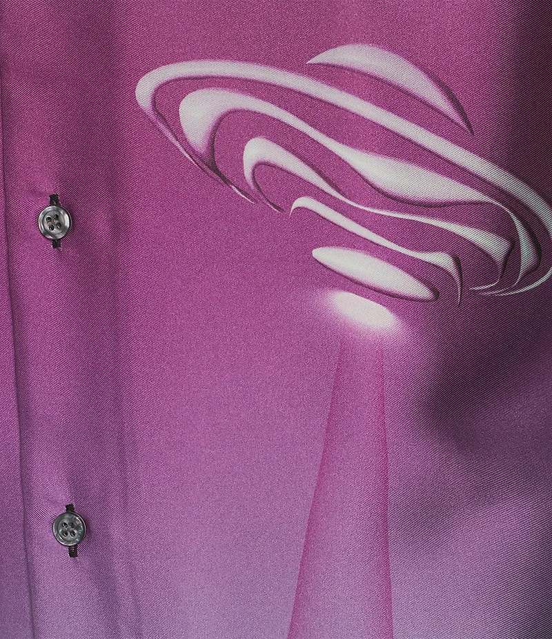 Murano Interdimensional Collection Slim Fit Ombre UFO Print Short Sleeve Woven Camp Shirt