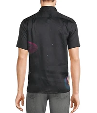 Murano Interdimensional Collection Slim Fit Planet Applique Short Sleeve Convertible Woven Camp Shirt