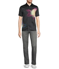 Murano Interdimensional Collection Slim Fit Planet Applique Short Sleeve Convertible Woven Camp Shirt