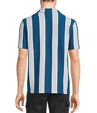 Murano Interdimensional Collection Slim Fit Striped Rib Camp Collar Knit Shirt