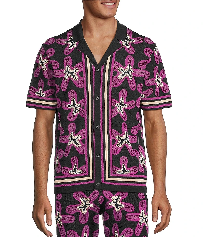 Murano Interdimensional Collection Star Jacquard Short Sleeve Woven Camp Shirt