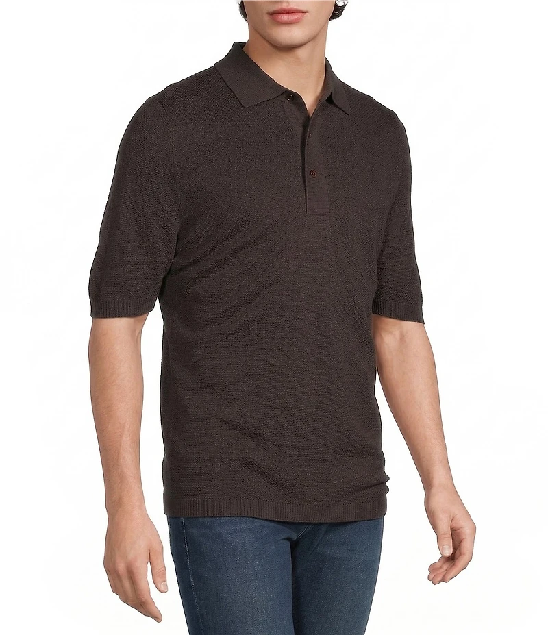 Murano Knit Solid Short Sleeve Polo Shirt