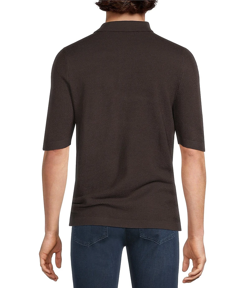 Murano Knit Solid Short Sleeve Polo Shirt