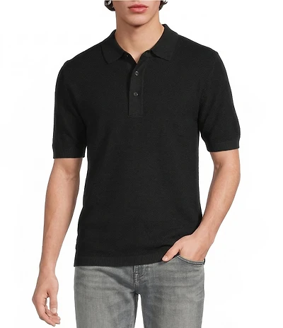 Murano Knit Solid Short Sleeve Polo Shirt