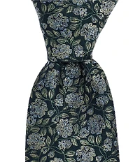 Murano Koa Floral and Vines 3#double; Narrow Woven Silk Blend Tie