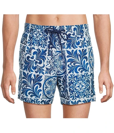 Murano Large Tile Print Cabana Swim Trunks