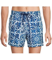 Murano Large Tile Print Cabana Swim Trunks