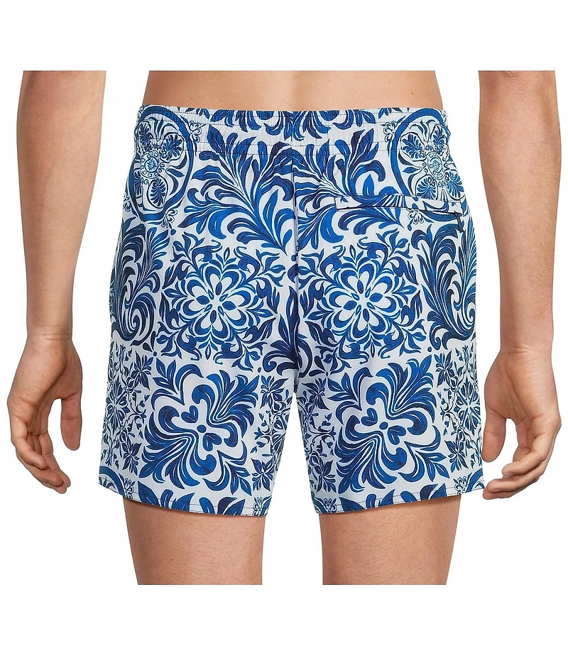 Murano Large Tile Print Cabana Swim Trunks