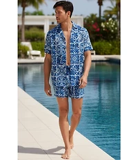 Murano Large Tile Print Cabana Swim Trunks