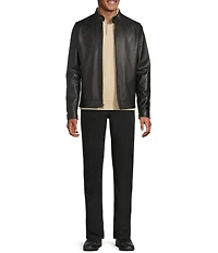 Murano Lio Lambskin Leather Long Sleeve Motorcycle Jacket