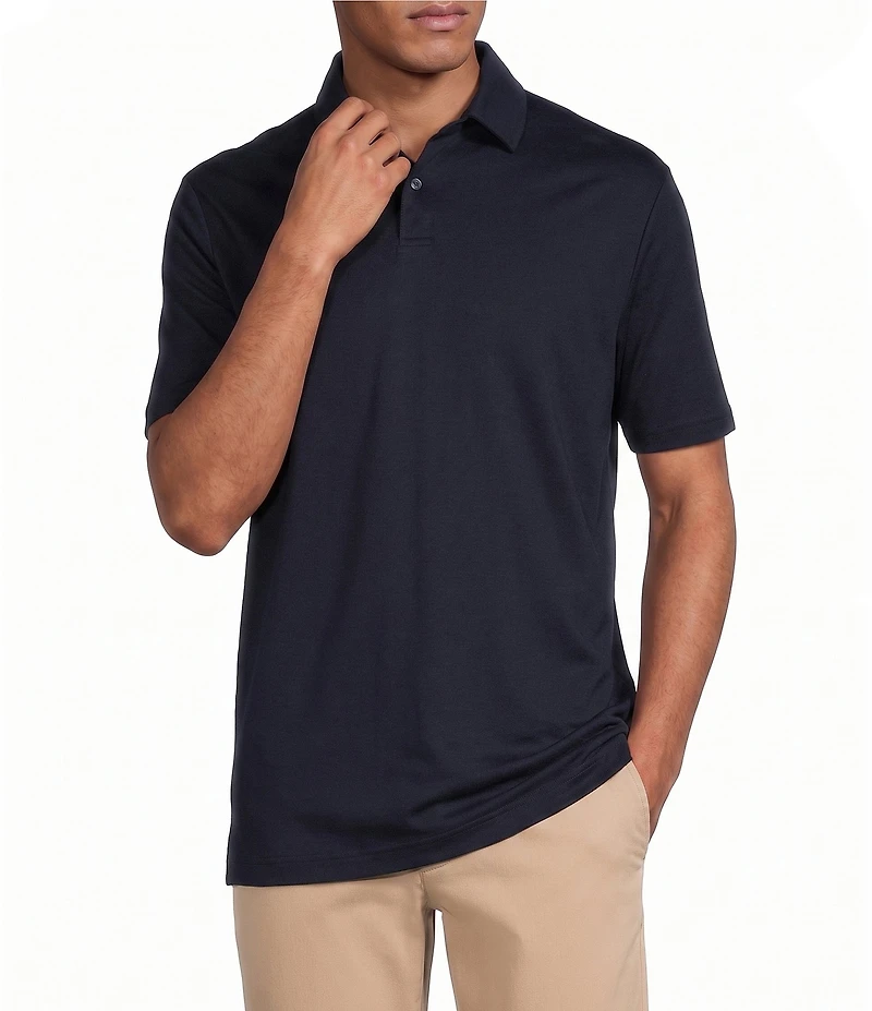 Murano Liquid Luxury Athletic Fit Solid Interlock Short Sleeve Polo Shirt