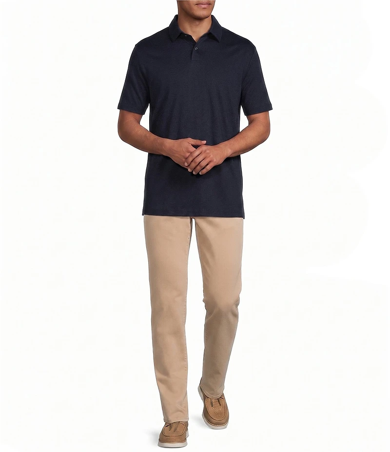 Murano Liquid Luxury Athletic Fit Solid Interlock Short Sleeve Polo Shirt