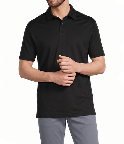 Murano Liquid Luxury Athletic Fit Solid Interlock Short Sleeve Polo Shirt