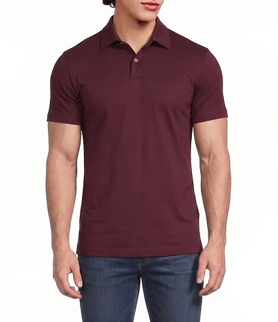 Murano Liquid Luxury Athletic Fit Solid Interlock Short Sleeve Polo Shirt