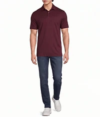Murano Liquid Luxury Athletic Fit Solid Interlock Short Sleeve Polo Shirt