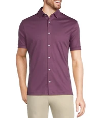 Murano Liquid Luxury Classic Fit Solid Coat Front Short Sleeve Woven Shirt