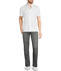 Murano Liquid Luxury Classic Fit Solid Coat Front Short Sleeve Woven Shirt