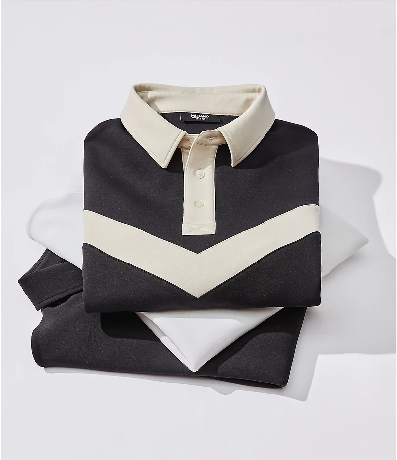 Murano Liquid Luxury Collection Slim Fit Neoprene Long Sleeve Polo Shirt