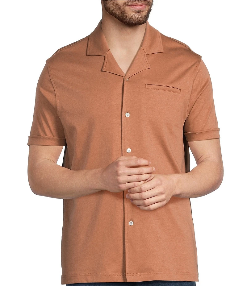 Murano Liquid Luxury Interlock Coat Front Short Sleeve Woven Shirt