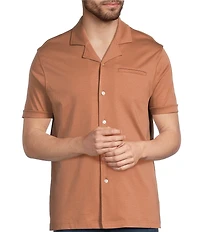 Murano Liquid Luxury Interlock Coat Front Short Sleeve Woven Shirt