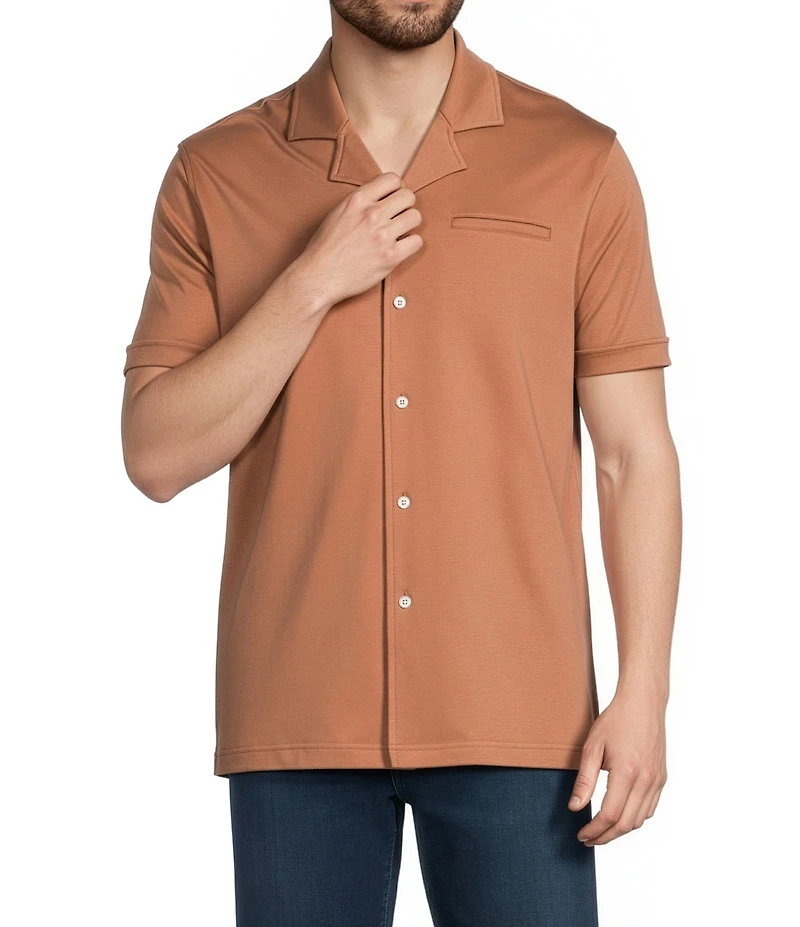 Murano Liquid Luxury Interlock Coat Front Short Sleeve Woven Shirt