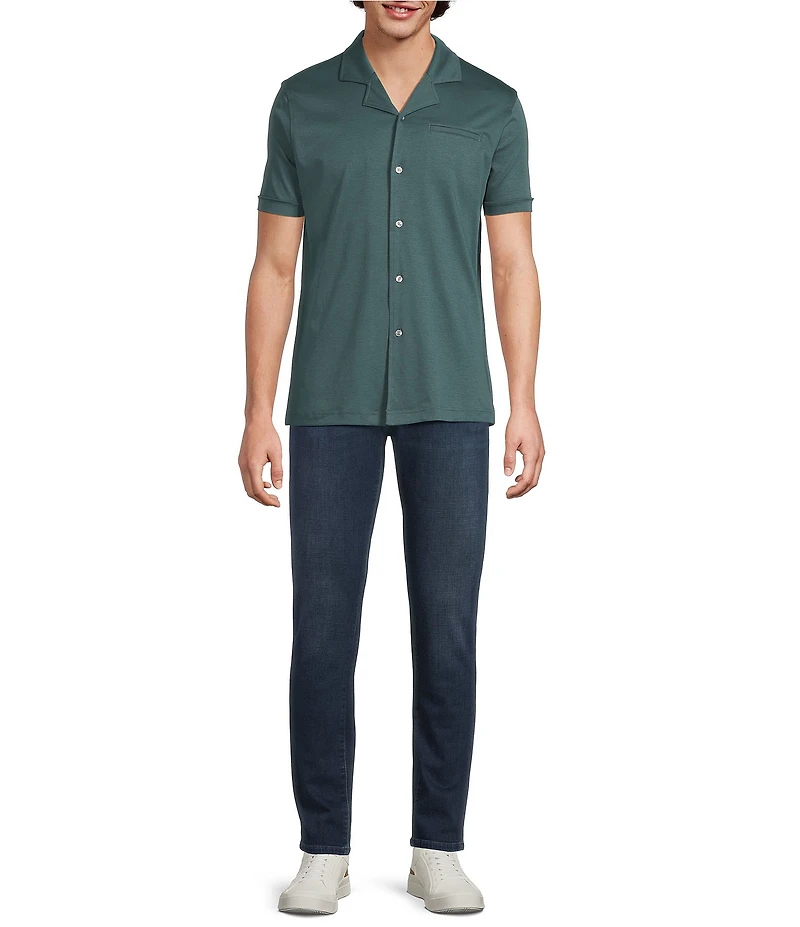 Murano Liquid Luxury Interlock Coat Front Short Sleeve Woven Shirt