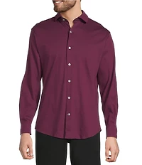 Murano Liquid Luxury Long Sleeve Knit Interlock Coatfront Shirt