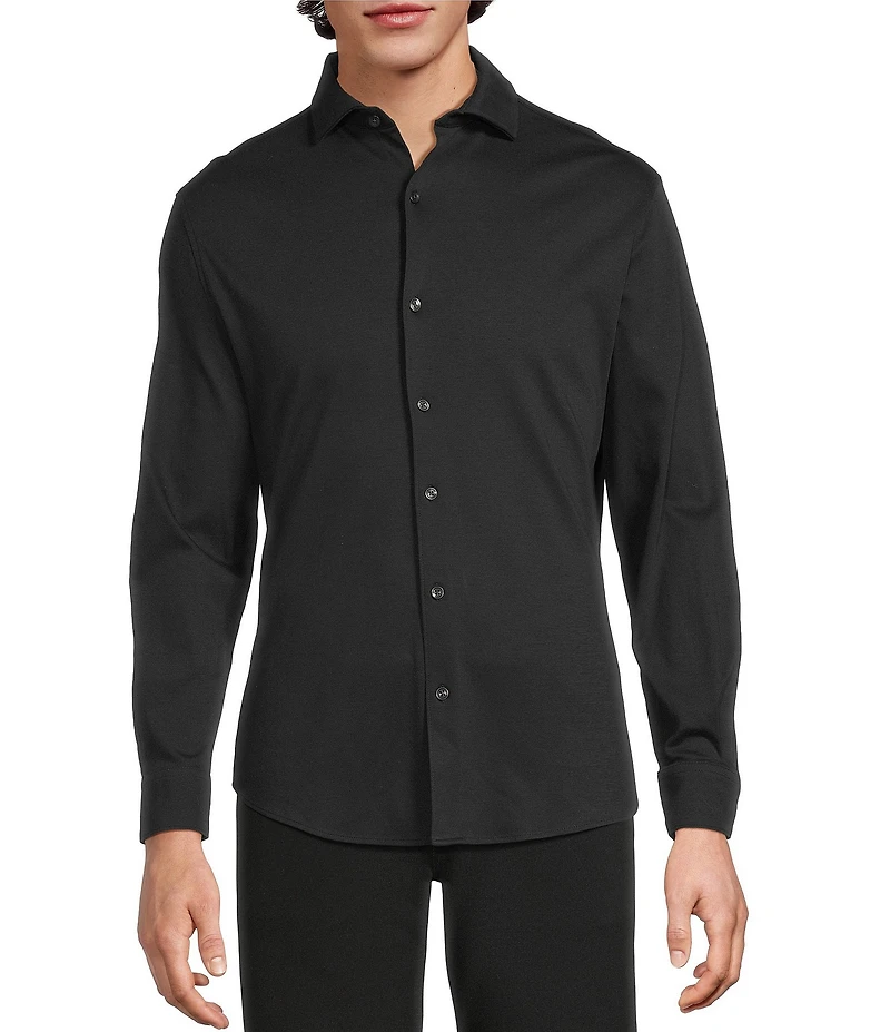 Murano Liquid Luxury Long Sleeve Knit Interlock Coatfront Shirt