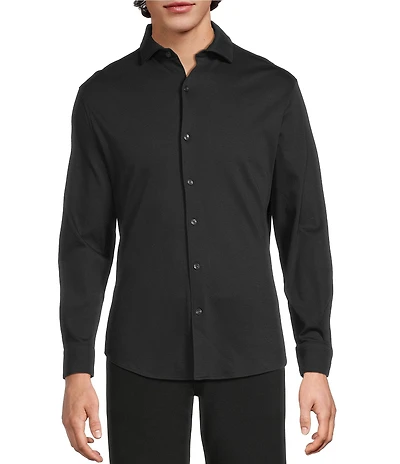 Murano Liquid Luxury Long Sleeve Knit Interlock Coatfront Shirt