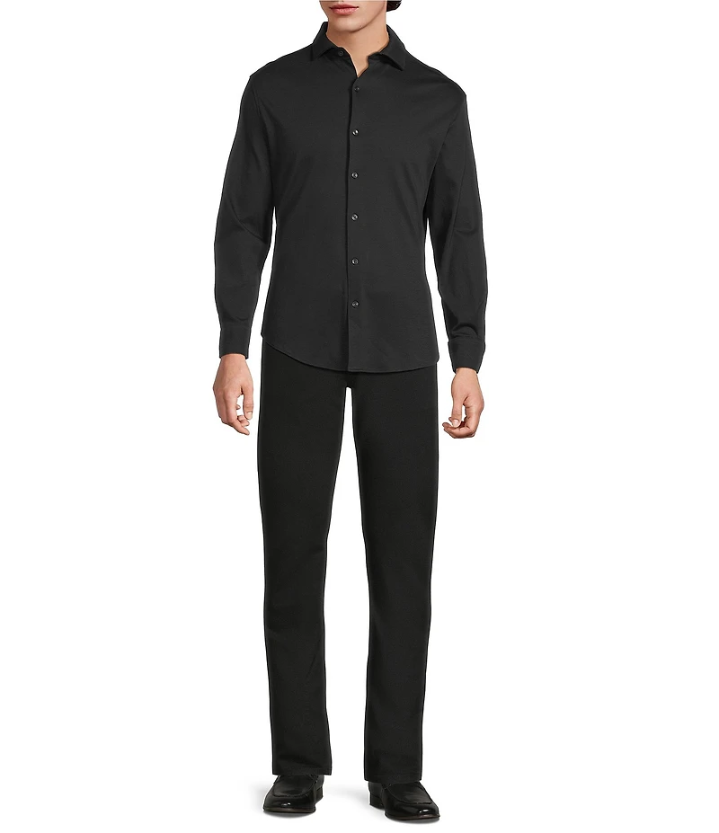 Murano Liquid Luxury Long Sleeve Knit Interlock Coatfront Shirt