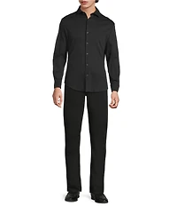 Murano Liquid Luxury Long Sleeve Knit Interlock Coatfront Shirt