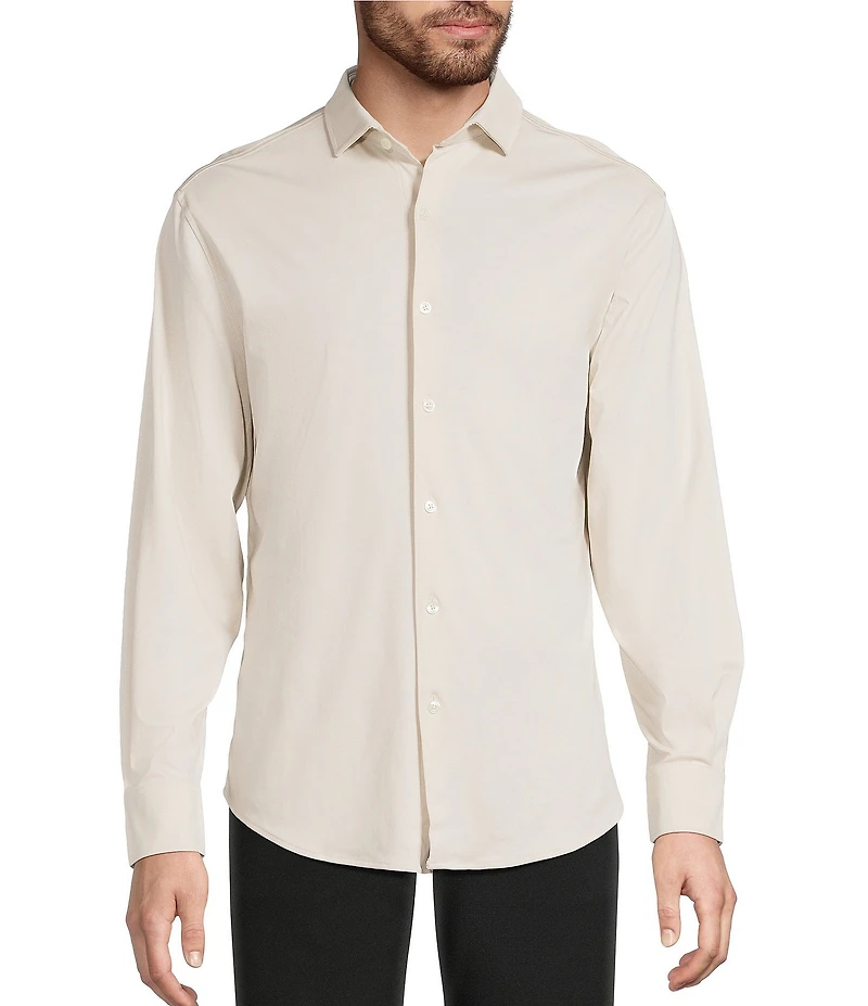Murano Liquid Luxury Long Sleeve Knit Interlock Coatfront Shirt