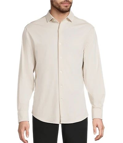 Murano Liquid Luxury Long Sleeve Knit Interlock Coatfront Shirt